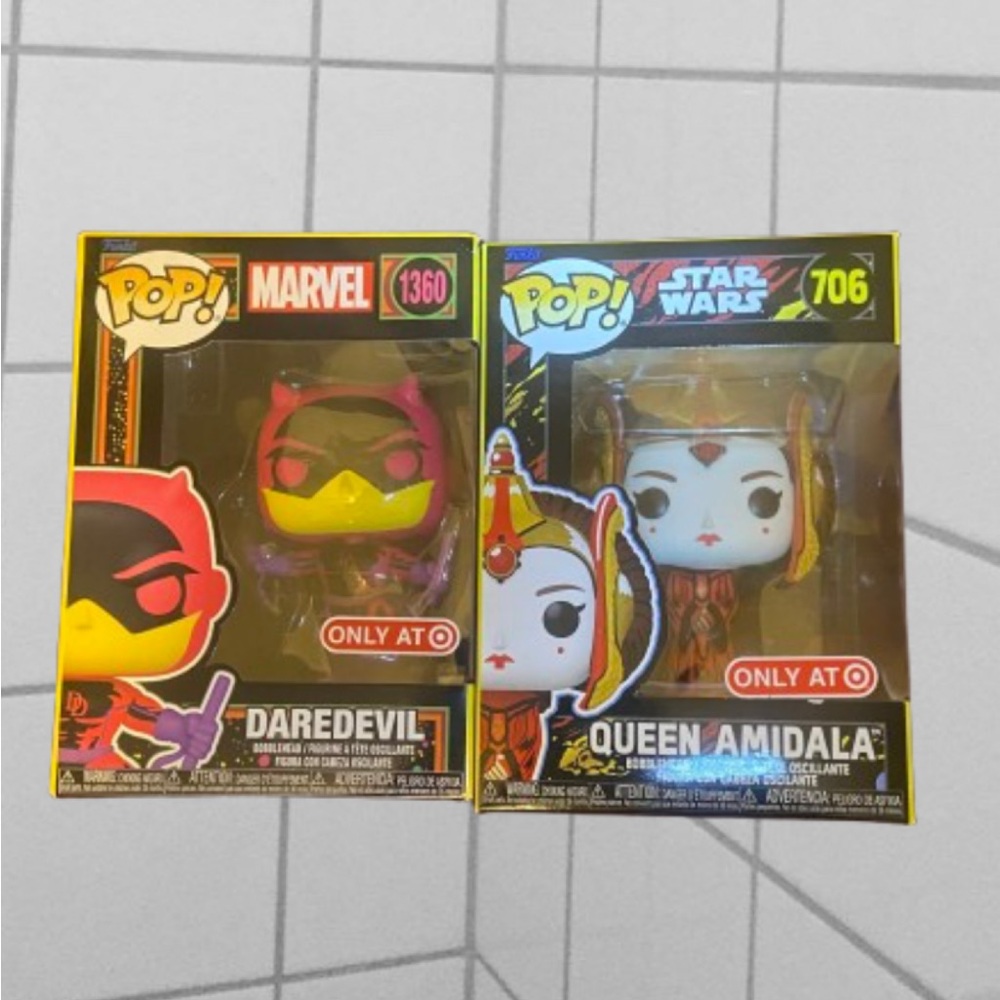 Funko POP Daredevil Blacklight & Star Wars Queen Amidala Target Exclusives - NEW